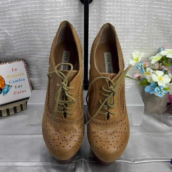 (R5)Steve Madden PARRDON,vintage
Brown leather lace-up platform oxfords,women' 9 - Picture 3 of 13